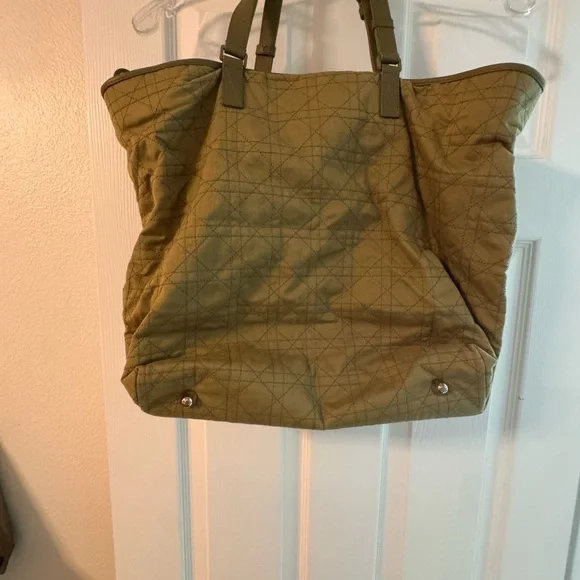 Dior Quilted Khaki Tote Bag - Picture 2 of 3